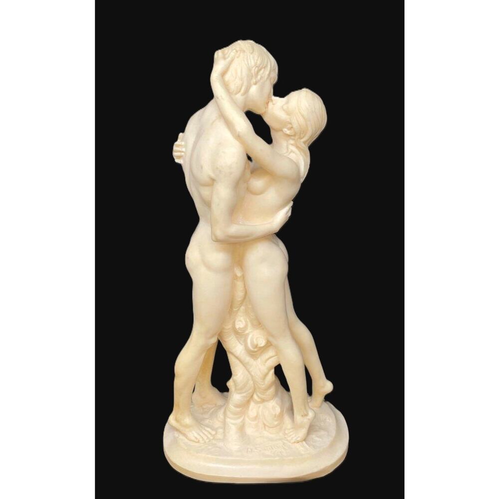 Vintage Santini Alabaster Lovers Embrace Signed Large Sculpture Rare